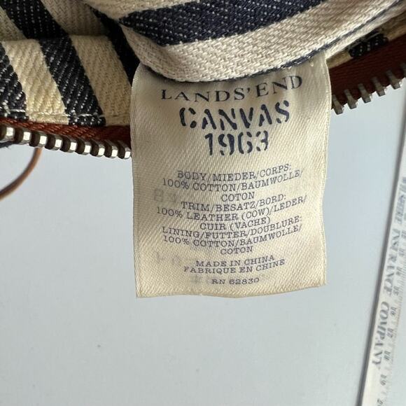 Lands End 1963 Bag Blue Canvas With Leather Trims Crossbody Strap - Picture 8 of 9